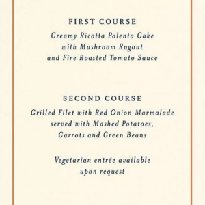 Simply Traditional Menu