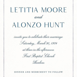 Bow Border Blue Wedding Invitation