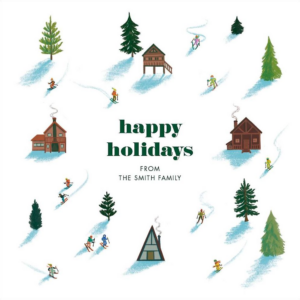Cabin Skiers Holiday Card