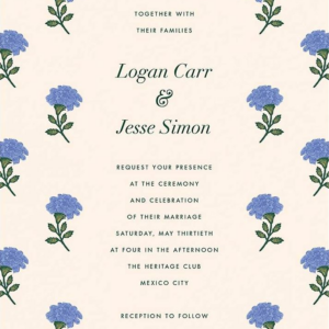 619428327.png Dianthus Floral Blue Wedding Invitation