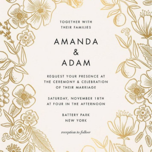 Colette Gold Wedding Invitation