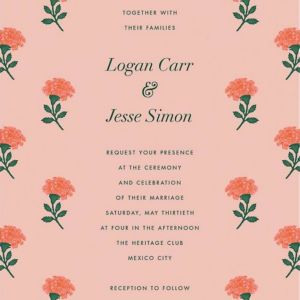 619428409.png Dianthus Floral Coral Wedding Invitation
