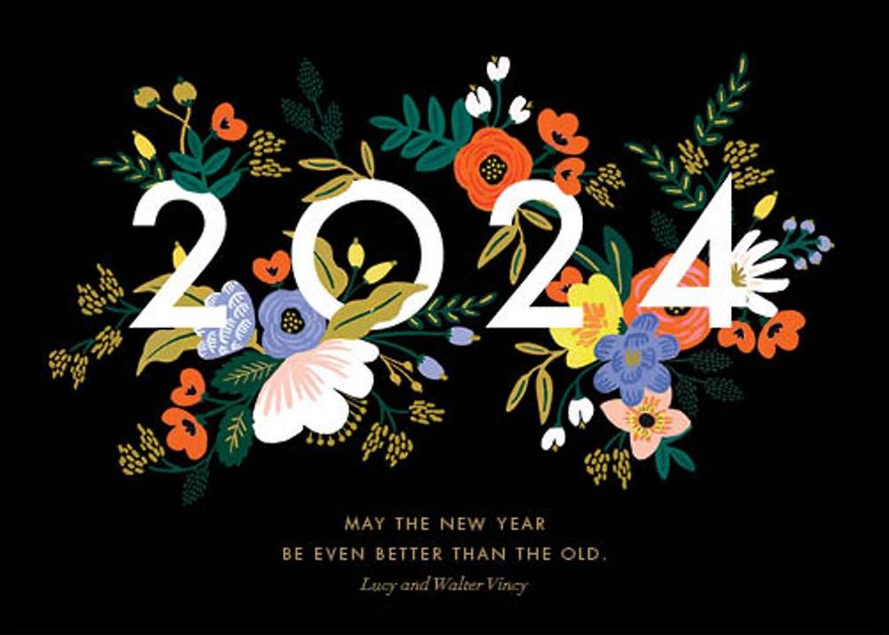 Lively Floral Year Holiday Card