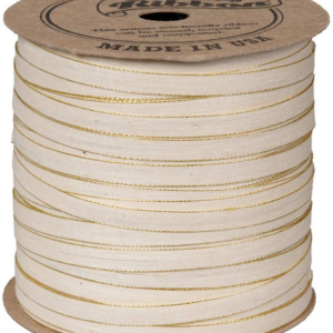 619435579.png Skinny Cotton Ribbon Cream/Gold 50yd