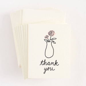 Letterpress Roses Thank You Note Set