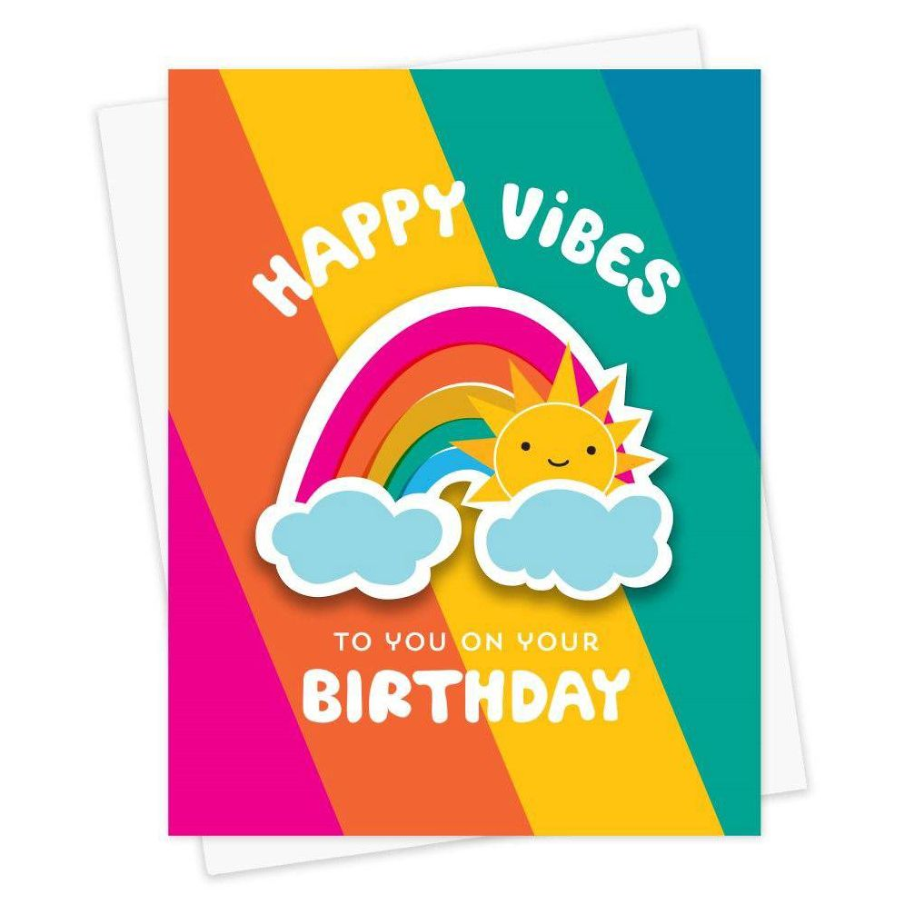 Rainbow Vibes Sticker Birthday Card