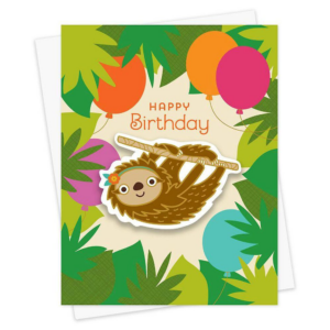 619438483.png Sloth Sticker Birthday Card