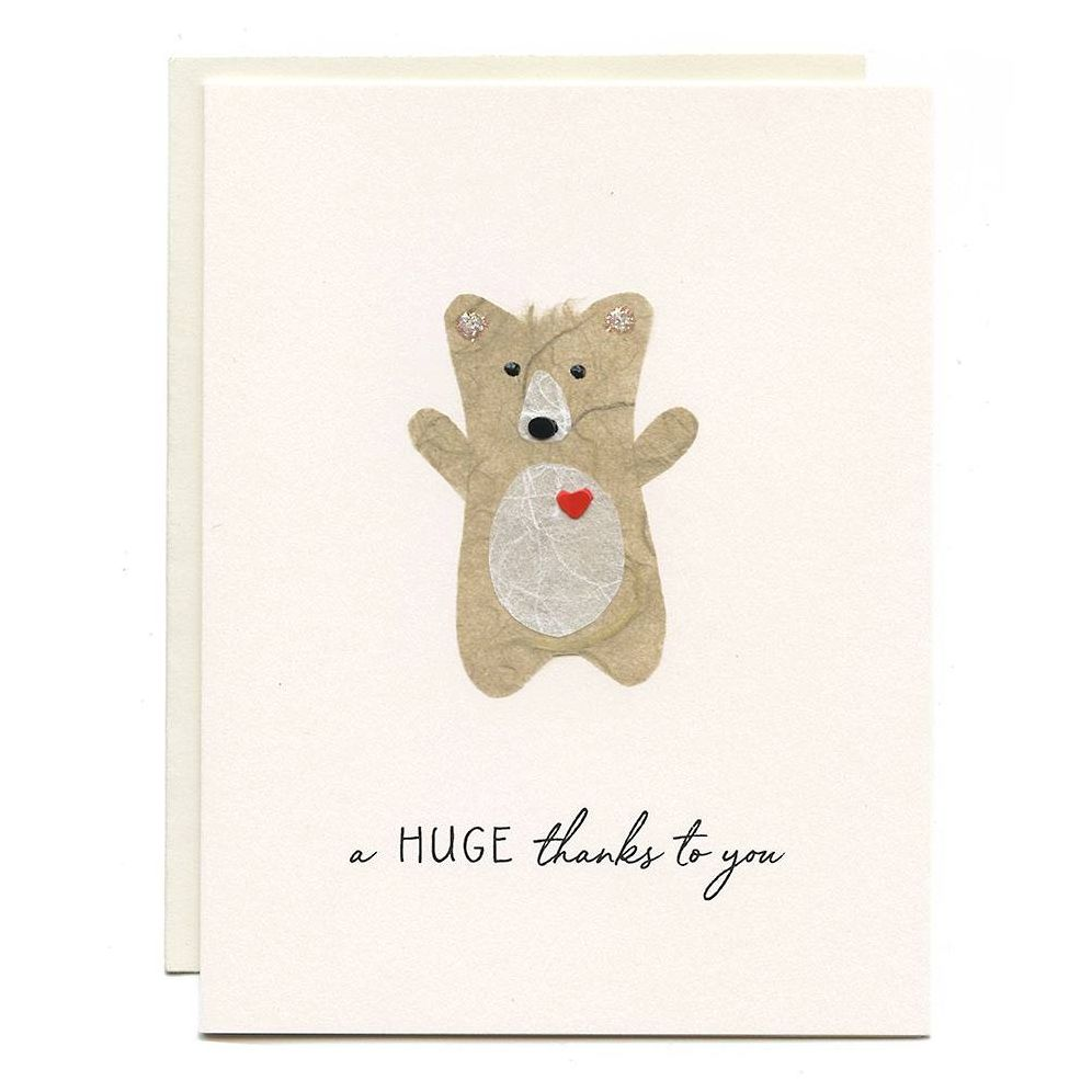 Handcrafted Bear Hug Thank You Card