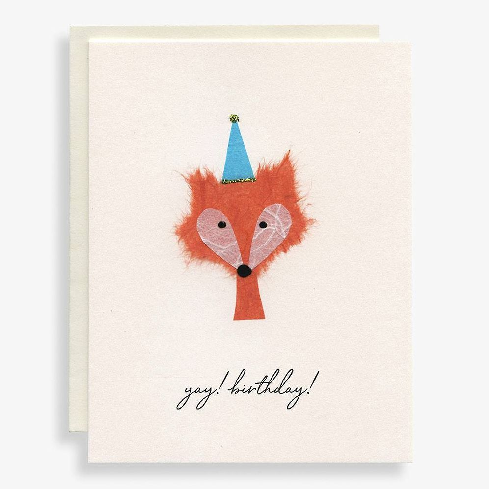 Handcrafted Fox Birthday Card