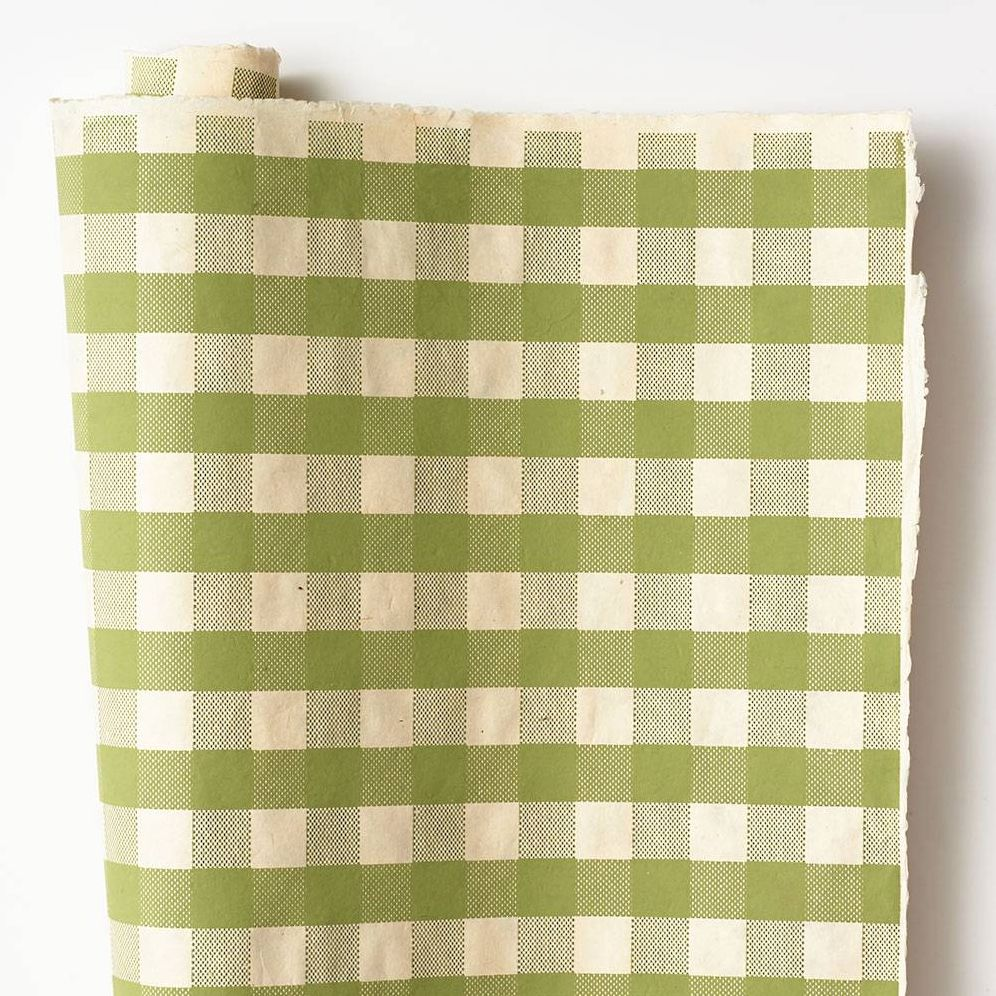 Sage & Cream Plaid Handmade Paper
