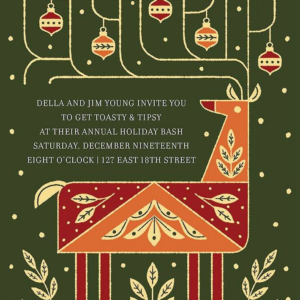 Folk Reindeer Party Invitation