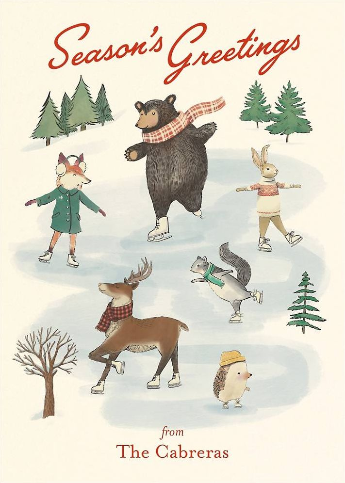 Skating Critters Holiday Card