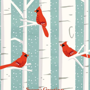 Cardinals in Birch Trees Holiday Card