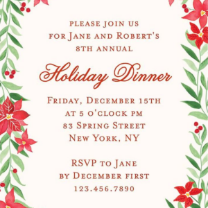 Poinsettia Border Holiday Party Invitation
