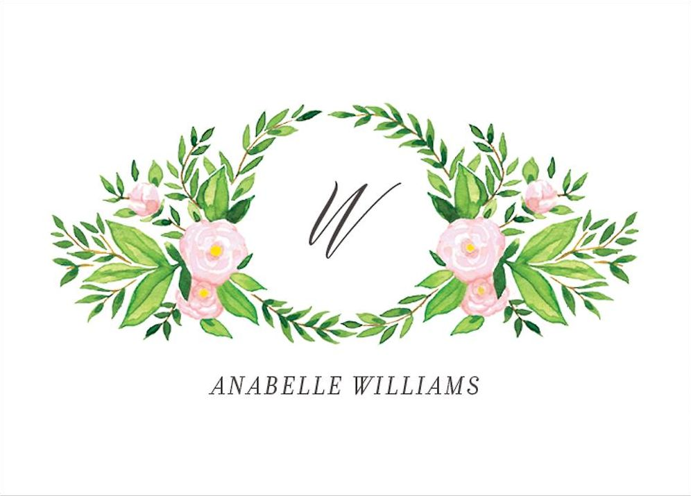 Pink Rose Monogram Stationery