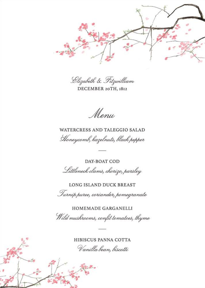 Japanese Cherry Menu