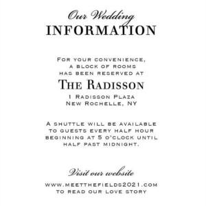Chandelier Wedding Information Card