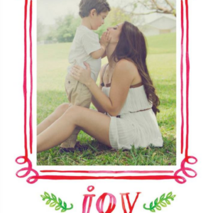 Watercolor Frame Joy Holiday Photo Card