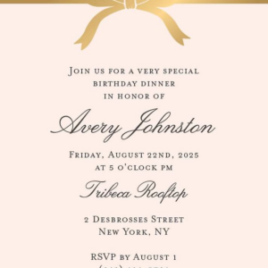 Bow Birthday Party Invitation