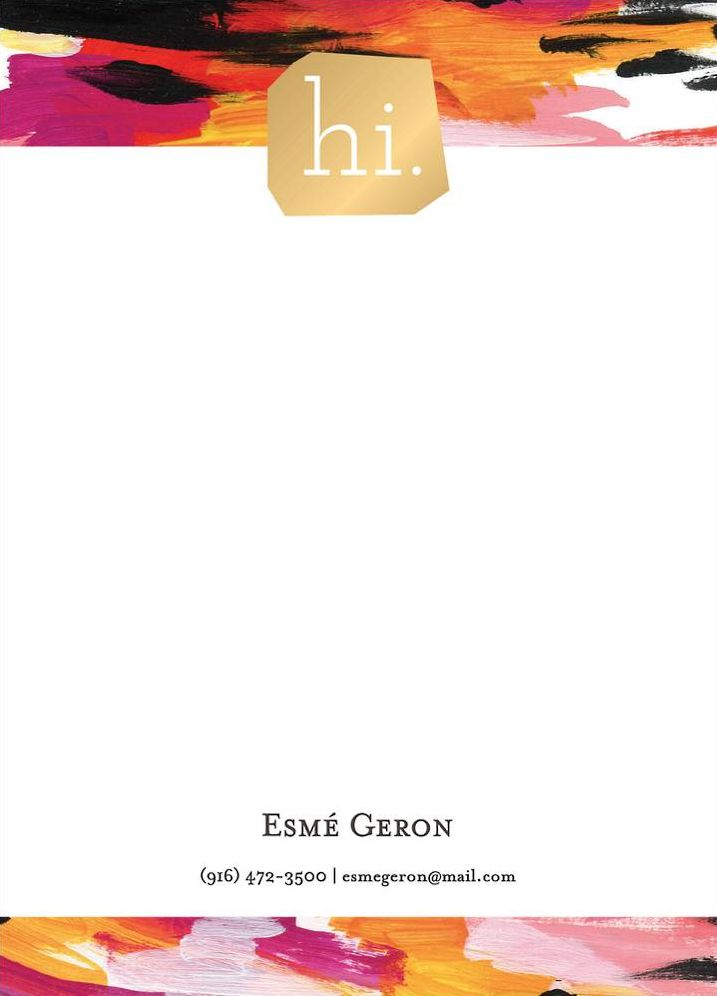 Gold Foil Stamped Hi Abstract A6 Stationery