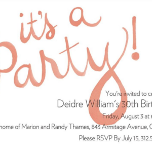 It's A Party Watercolor Invitation