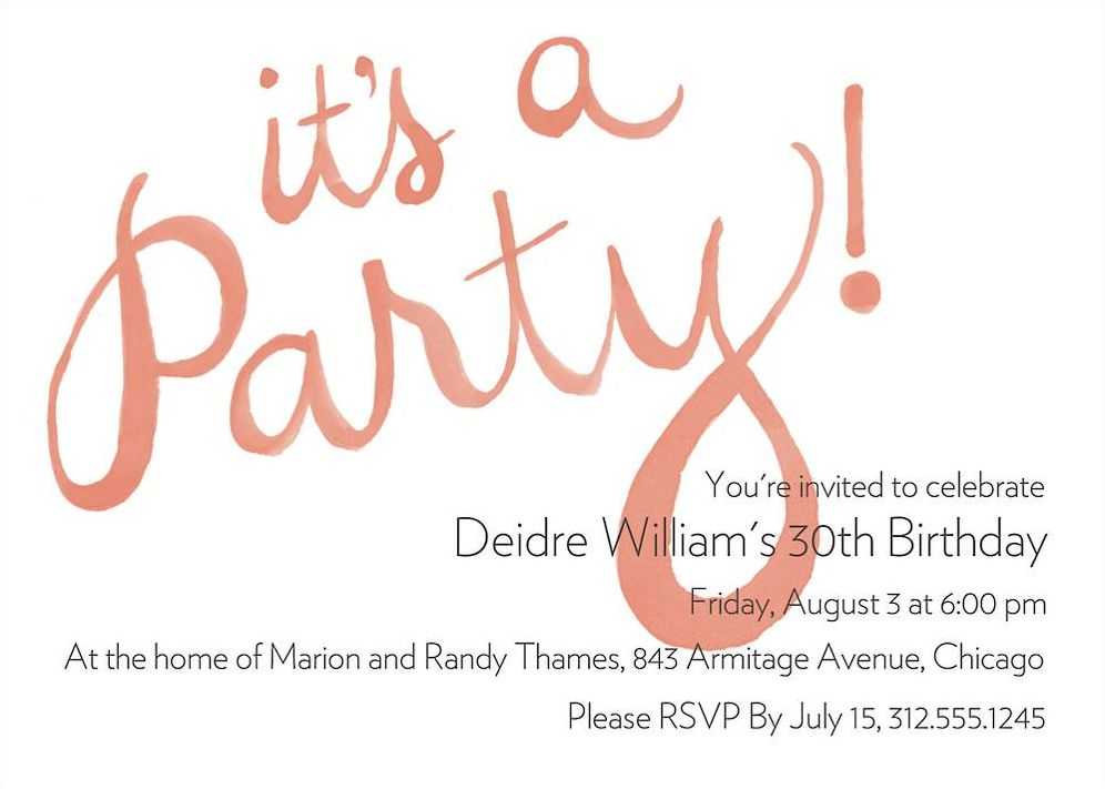 It's A Party Watercolor Invitation