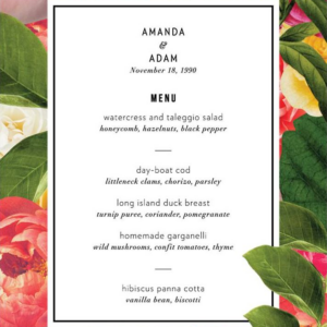Lanai Floral Menu
