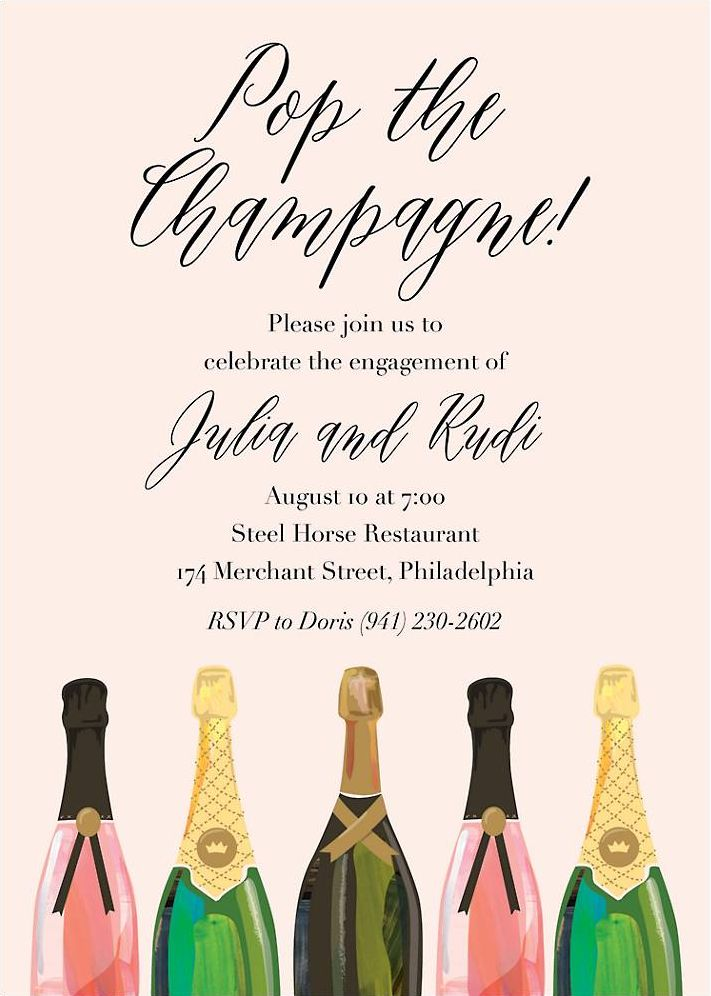 Pop the Champagne Engagement Party Invitation