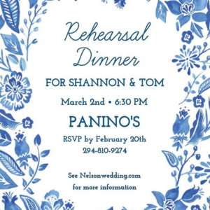 Blue Floral Rehearsal Dinner Invitation