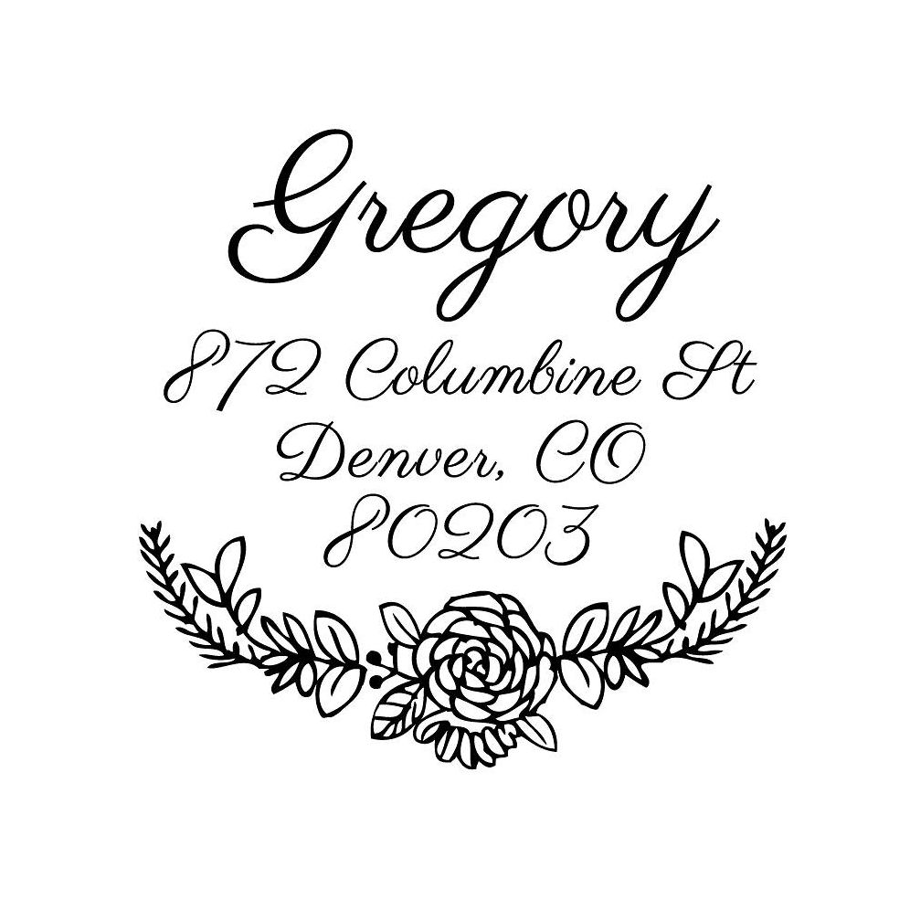 Laurel Frame Cursive Custom Stamp Set