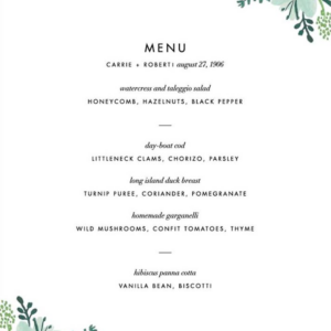 Wrapped in Wildflowers Menu