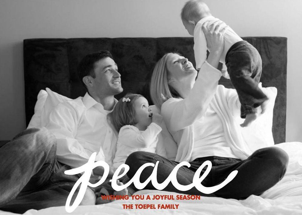 Peace Script Horizontal Holiday Photo Card