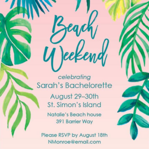 Beach Weekend Bachelorette Party Invitation
