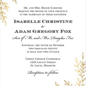 Foil Leaves Wedding Invitation