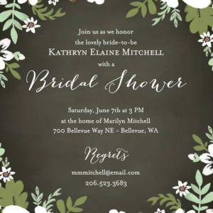 Chalk Floral Bridal Shower Invitation