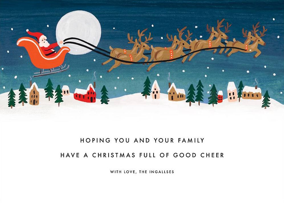 Santa by Moonlight Christmas Photo Card