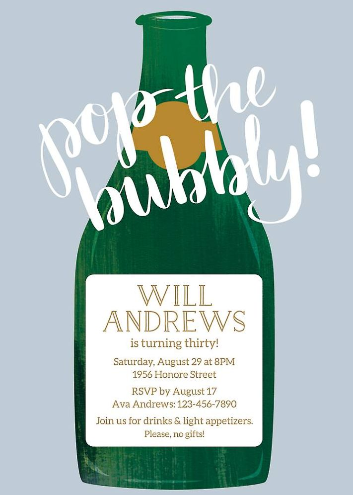 Pop the Bubbly Birthday Party Invitation