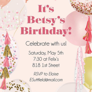 Balloons Birthday Party Invitation