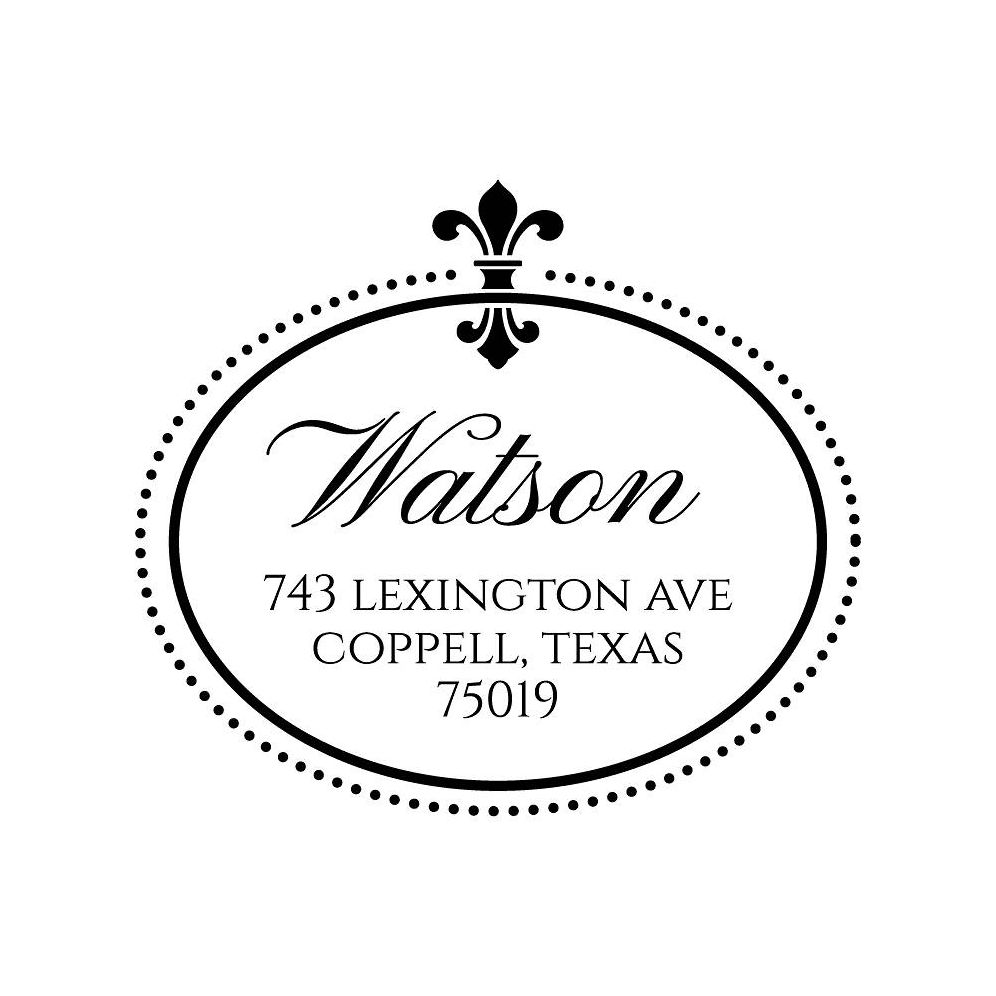 Fleur De Lis Dot Border Custom Stamp Set