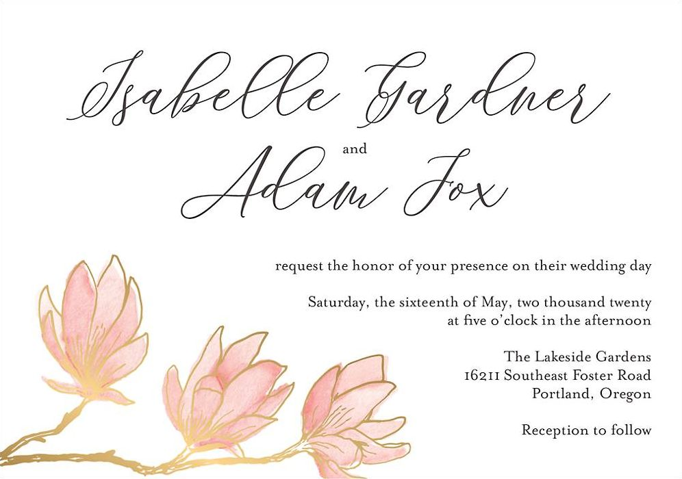 Painted Magnolia Wedding Invitation