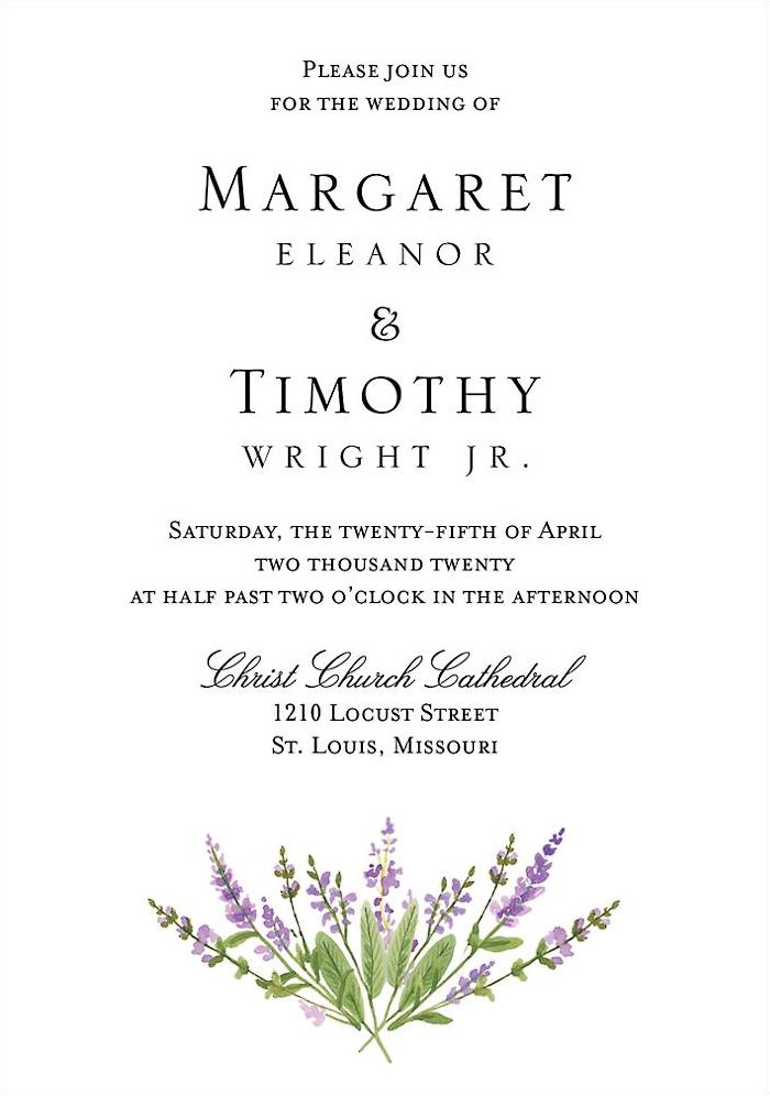 English Lavender Wedding Invitation
