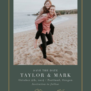 Cypress Flower Frame Foil Save The Date Card