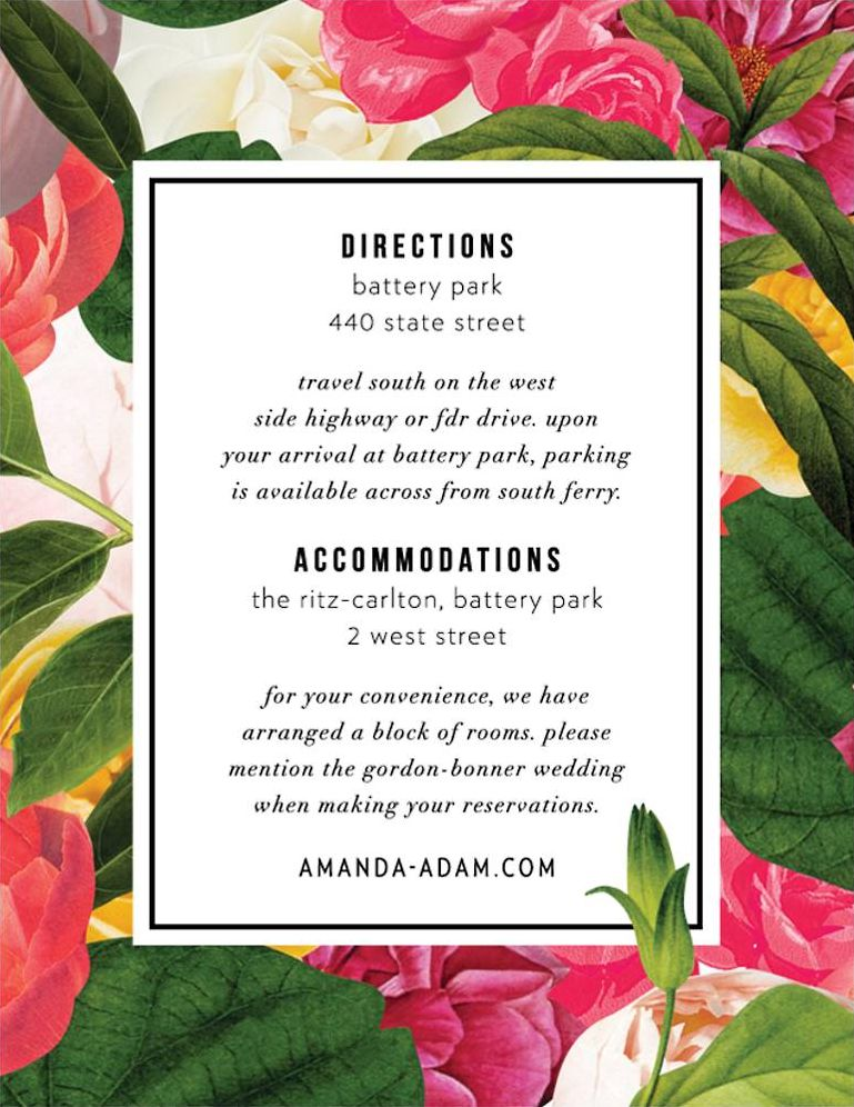 Lanai Floral Information Card