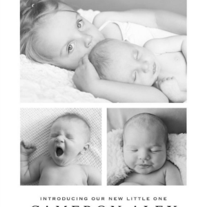 Three Photo Vertical Birth Announcement