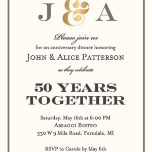 Foil Stamped Ampersand Initials Party Invitation