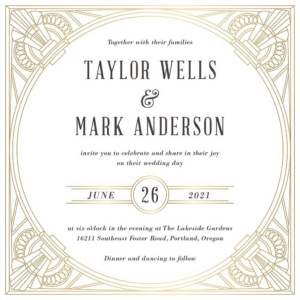 Golden Age Foil Stamped Wedding Invitation