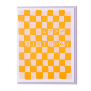 619450683.png Orange Checkerboard Birthday Card