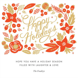 Poinsettia Wreath Holiday Card