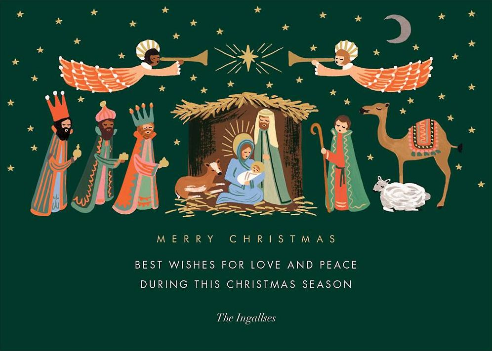 Evergreen Nativity Holiday Card