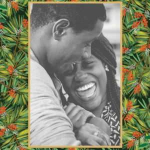 619450892.png Pine and Gold Border Holiday Photo Card